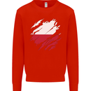Torn Poland Flag Polish Day Football Kids Sweatshirt Jumper Bright Red
