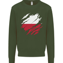 Torn Poland Flag Polish Day Football Kids Sweatshirt Jumper Forest Green