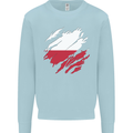 Torn Poland Flag Polish Day Football Kids Sweatshirt Jumper Light Blue