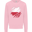 Torn Poland Flag Polish Day Football Kids Sweatshirt Jumper Light Pink