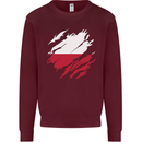 Torn Poland Flag Polish Day Football Kids Sweatshirt Jumper Maroon