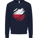 Torn Poland Flag Polish Day Football Kids Sweatshirt Jumper Navy Blue