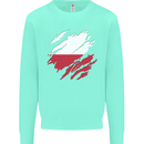 Torn Poland Flag Polish Day Football Kids Sweatshirt Jumper Peppermint