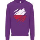 Torn Poland Flag Polish Day Football Kids Sweatshirt Jumper Purple