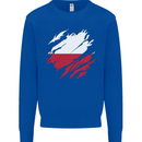 Torn Poland Flag Polish Day Football Kids Sweatshirt Jumper Royal Blue
