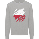 Torn Poland Flag Polish Day Football Kids Sweatshirt Jumper Sports Grey