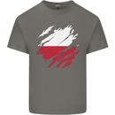 Torn Poland Flag Polish Day Football Kids T-Shirt Childrens Charcoal