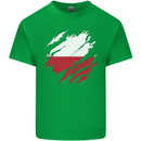 Torn Poland Flag Polish Day Football Kids T-Shirt Childrens Irish Green