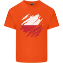 Torn Poland Flag Polish Day Football Kids T-Shirt Childrens Orange