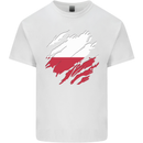 Torn Poland Flag Polish Day Football Kids T-Shirt Childrens White