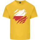 Torn Poland Flag Polish Day Football Kids T-Shirt Childrens Yellow