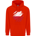 Torn Poland Flag Polish Day Football Mens 80% Cotton Hoodie Bright Red