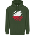 Torn Poland Flag Polish Day Football Mens 80% Cotton Hoodie Forest Green