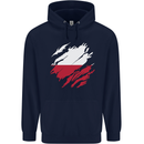 Torn Poland Flag Polish Day Football Mens 80% Cotton Hoodie Navy Blue