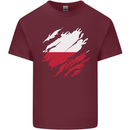 Torn Poland Flag Polish Day Football Mens Cotton T-Shirt Tee Top Maroon