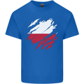 Torn Poland Flag Polish Day Football Mens Cotton T-Shirt Tee Top Royal Blue