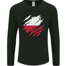 Torn Poland Flag Polish Day Football Mens Long Sleeve T-Shirt Black