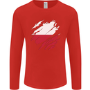 Torn Poland Flag Polish Day Football Mens Long Sleeve T-Shirt Red