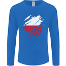 Torn Poland Flag Polish Day Football Mens Long Sleeve T-Shirt Royal Blue