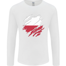 Torn Poland Flag Polish Day Football Mens Long Sleeve T-Shirt White