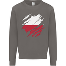 Torn Poland Flag Polish Day Football Mens Sweatshirt Jumper Charcoal