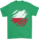 Torn Poland Flag Polish Day Football Mens T-Shirt 100% Cotton Irish Green