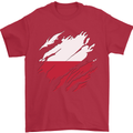 Torn Poland Flag Polish Day Football Mens T-Shirt 100% Cotton Red