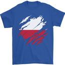 Torn Poland Flag Polish Day Football Mens T-Shirt 100% Cotton Royal Blue