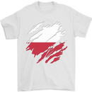 Torn Poland Flag Polish Day Football Mens T-Shirt 100% Cotton White