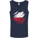 Torn Poland Flag Polish Day Football Mens Vest Tank Top Navy Blue