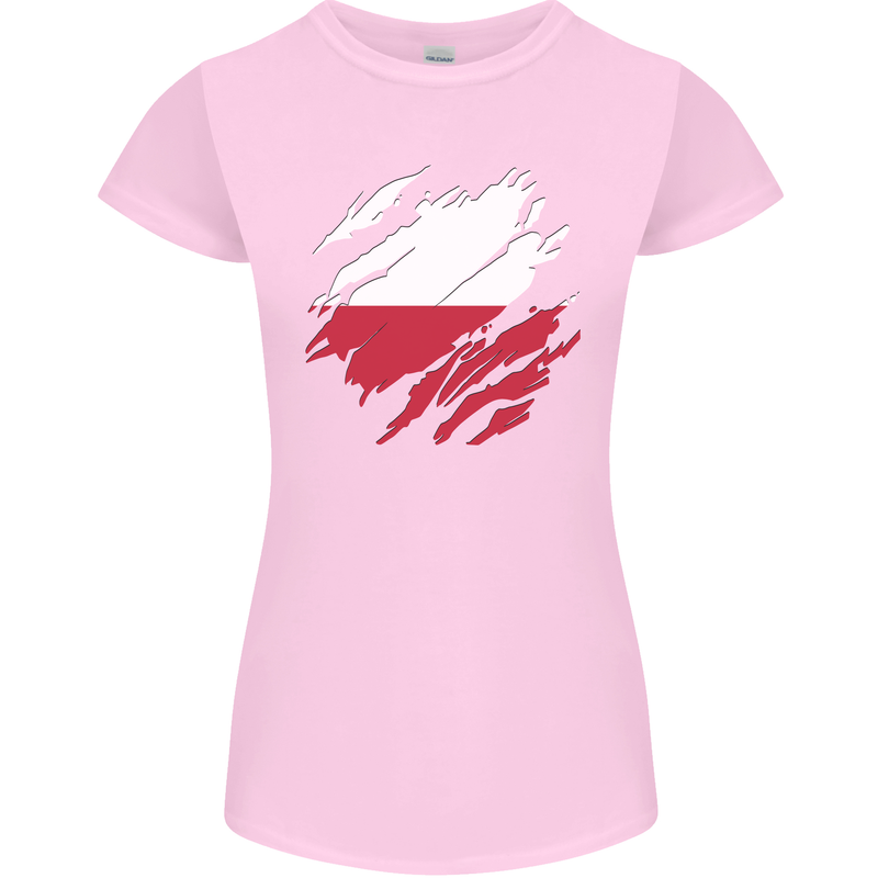 Torn Poland Flag Polish Day Football Womens Petite Cut T-Shirt Light Pink