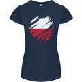 Torn Poland Flag Polish Day Football Womens Petite Cut T-Shirt Navy Blue