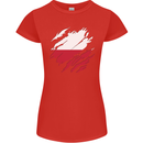 Torn Poland Flag Polish Day Football Womens Petite Cut T-Shirt Red