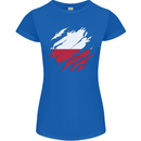 Torn Poland Flag Polish Day Football Womens Petite Cut T-Shirt Royal Blue