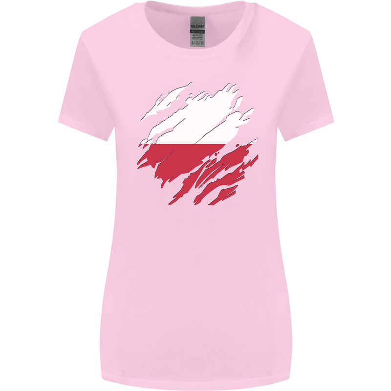 Torn Poland Flag Polish Day Football Womens Wider Cut T-Shirt Light Pink