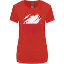 Torn Poland Flag Polish Day Football Womens Wider Cut T-Shirt Red