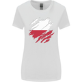 Torn Poland Flag Polish Day Football Womens Wider Cut T-Shirt White