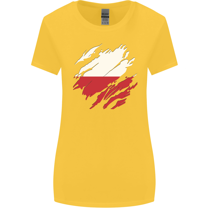 Torn Poland Flag Polish Day Football Womens Wider Cut T-Shirt Yellow
