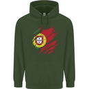 Torn Portugal Flag Portugese Day Football Childrens Kids Hoodie Forest Green