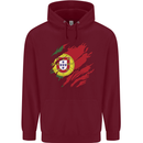 Torn Portugal Flag Portugese Day Football Childrens Kids Hoodie Maroon