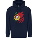 Torn Portugal Flag Portugese Day Football Childrens Kids Hoodie Navy Blue