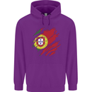 Torn Portugal Flag Portugese Day Football Childrens Kids Hoodie Purple