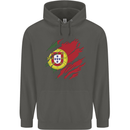 Torn Portugal Flag Portugese Day Football Childrens Kids Hoodie Storm Grey