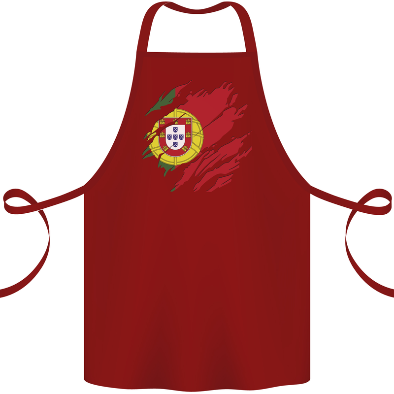 Torn Portugal Flag Portugese Day Football Cotton Apron 100% Organic Maroon