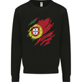 Torn Portugal Flag Portugese Day Football Kids Sweatshirt Jumper Black