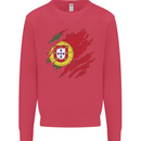 Torn Portugal Flag Portugese Day Football Kids Sweatshirt Jumper Heliconia