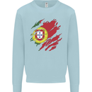 Torn Portugal Flag Portugese Day Football Kids Sweatshirt Jumper Light Blue