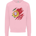 Torn Portugal Flag Portugese Day Football Kids Sweatshirt Jumper Light Pink