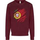 Torn Portugal Flag Portugese Day Football Kids Sweatshirt Jumper Maroon