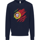 Torn Portugal Flag Portugese Day Football Kids Sweatshirt Jumper Navy Blue